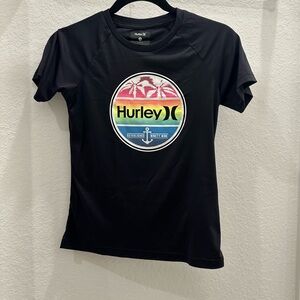Hurley Women's Black Tee with Rainbow Graphic